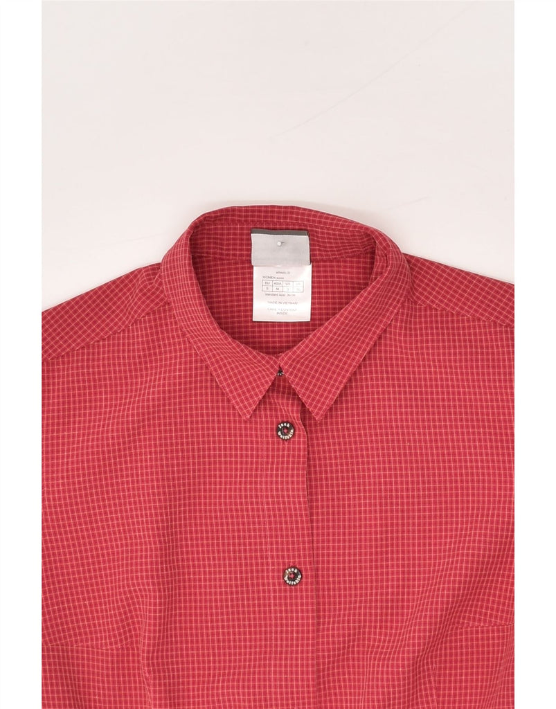 JACK WOLFSKIN Womens Short Sleeve Shirt UK 10 Small Red Check Polyester | Vintage Jack Wolfskin | Thrift | Second-Hand Jack Wolfskin | Used Clothing | Messina Hembry 