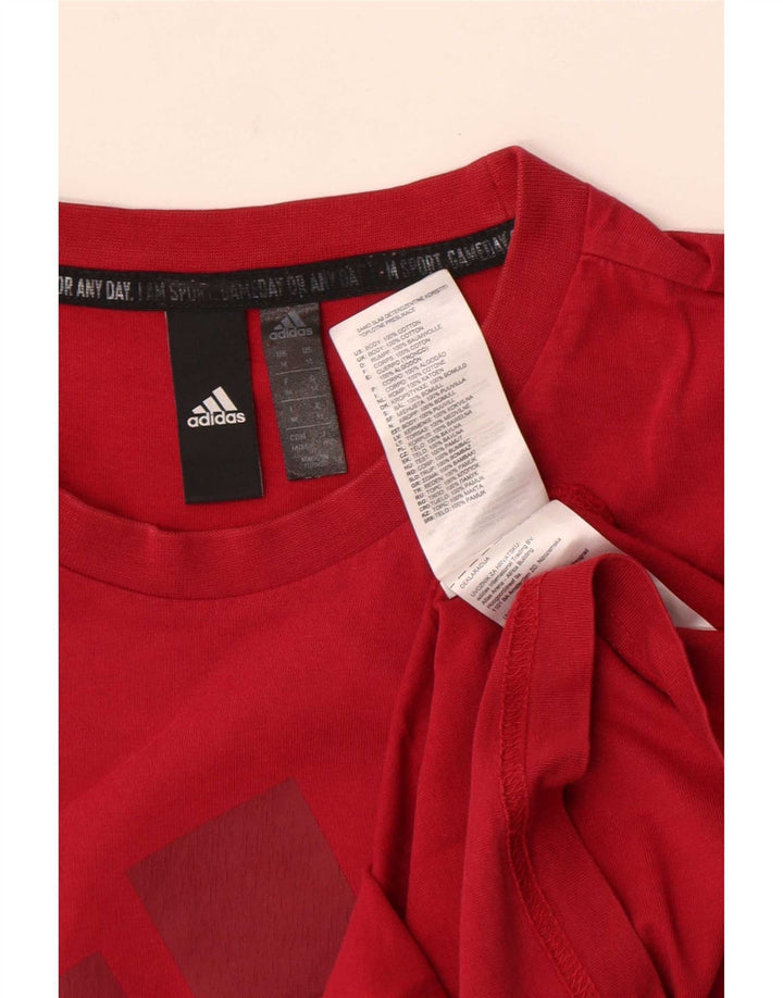 Adidas Mens Graphic T-Shirt Top Medium Burgundy Cotton