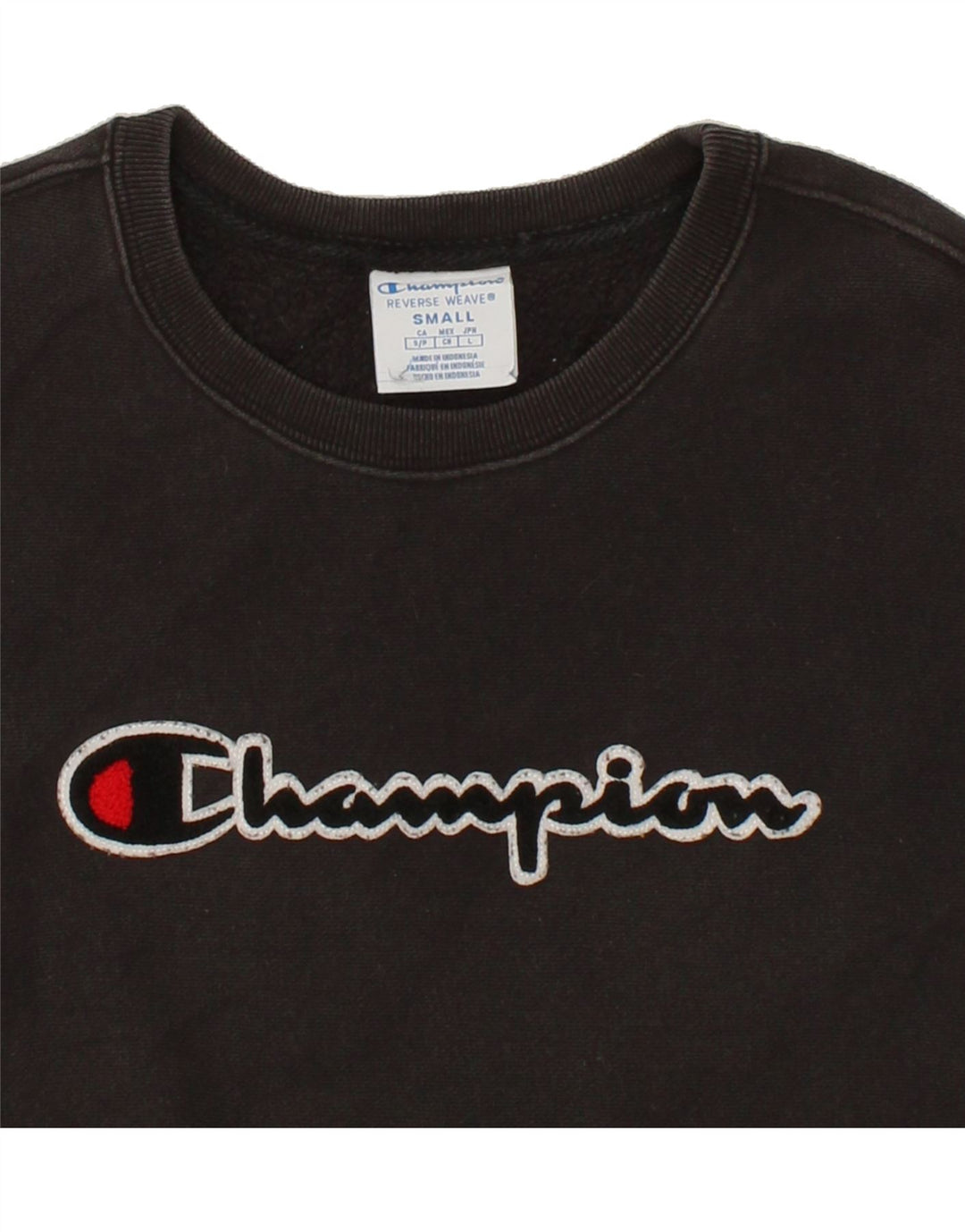 CHAMPION Womens Oversized Graphic Sweatshirt Jumper UK 10 Small Black Vintage Champion and Second-Hand Champion from Messina Hembry 