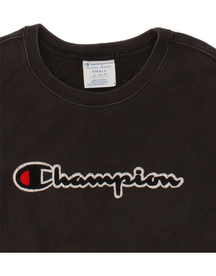CHAMPION Womens Oversized Graphic Sweatshirt Jumper UK 10 Small Black Vintage Champion and Second-Hand Champion from Messina Hembry 