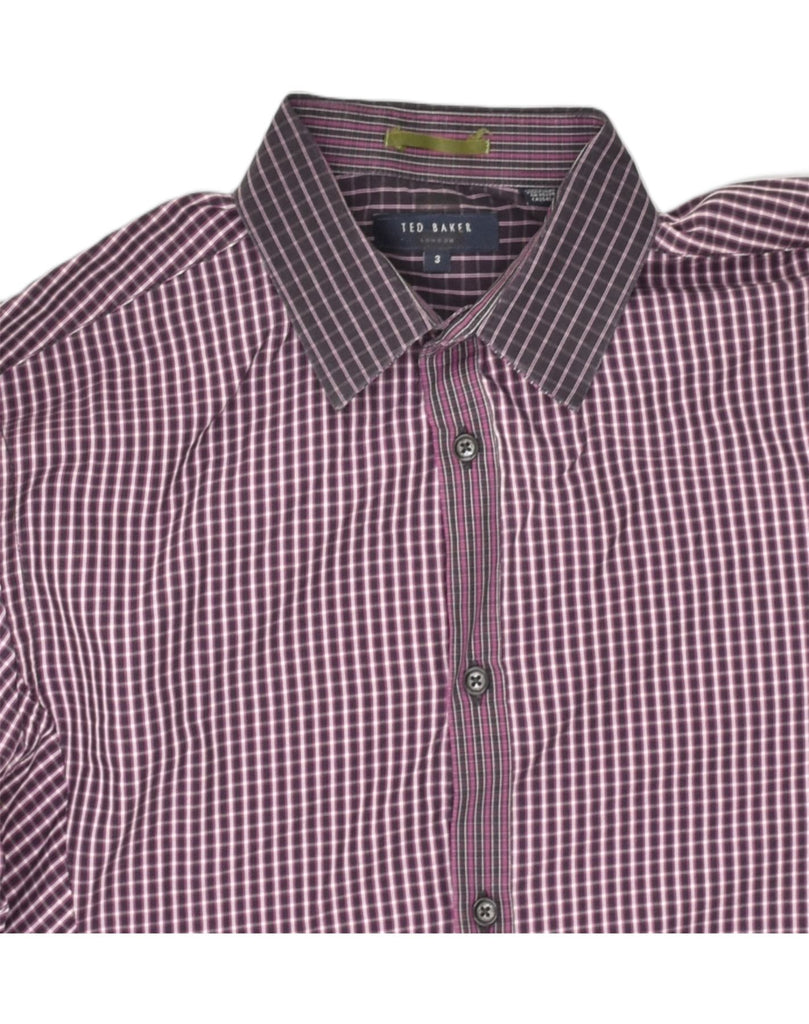 TED BAKER Mens Shirt Size 3 Medium Purple Check Cotton | Vintage Ted Baker | Thrift | Second-Hand Ted Baker | Used Clothing | Messina Hembry 