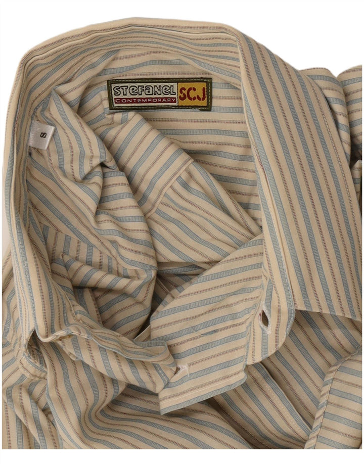 Stefanel Mens Shirt Small Beige Striped