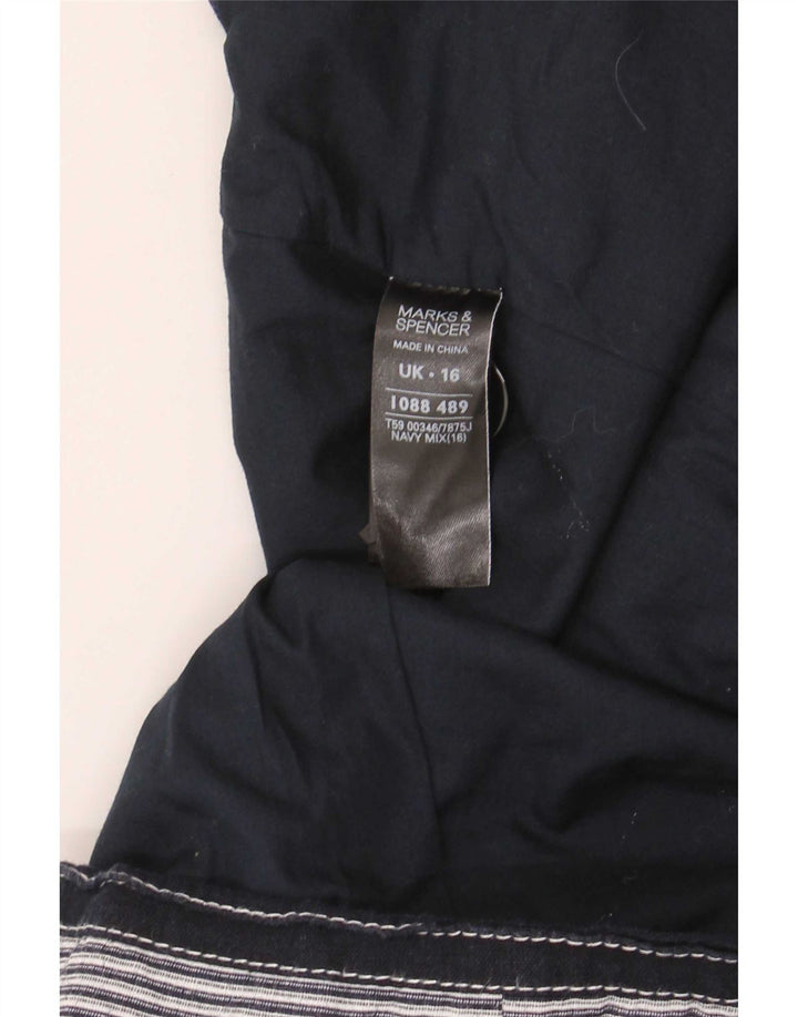 Marks & Spencer Womens 3/4 Sleeve Blazer Jacket UK 16 Large Navy Blue