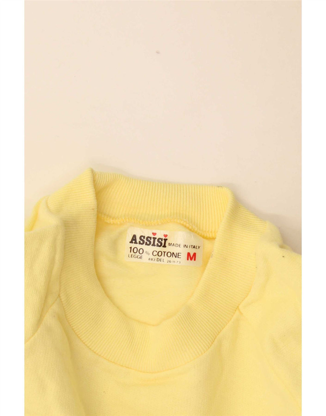 Assisi Mens Italia Graphic Sweatshirt Jumper Medium Yellow Cotton