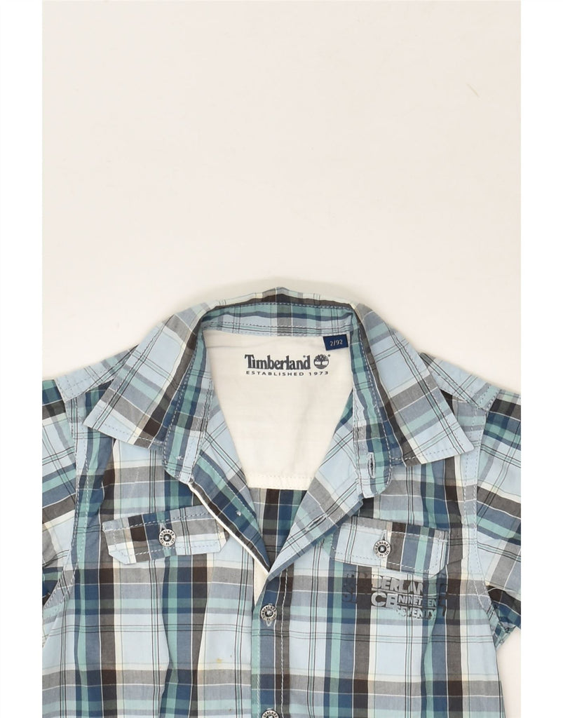 TIMBERLAND Baby Boys Short Sleeve Shirt 18-24 Months Blue Check Cotton | Vintage Timberland | Thrift | Second-Hand Timberland | Used Clothing | Messina Hembry 