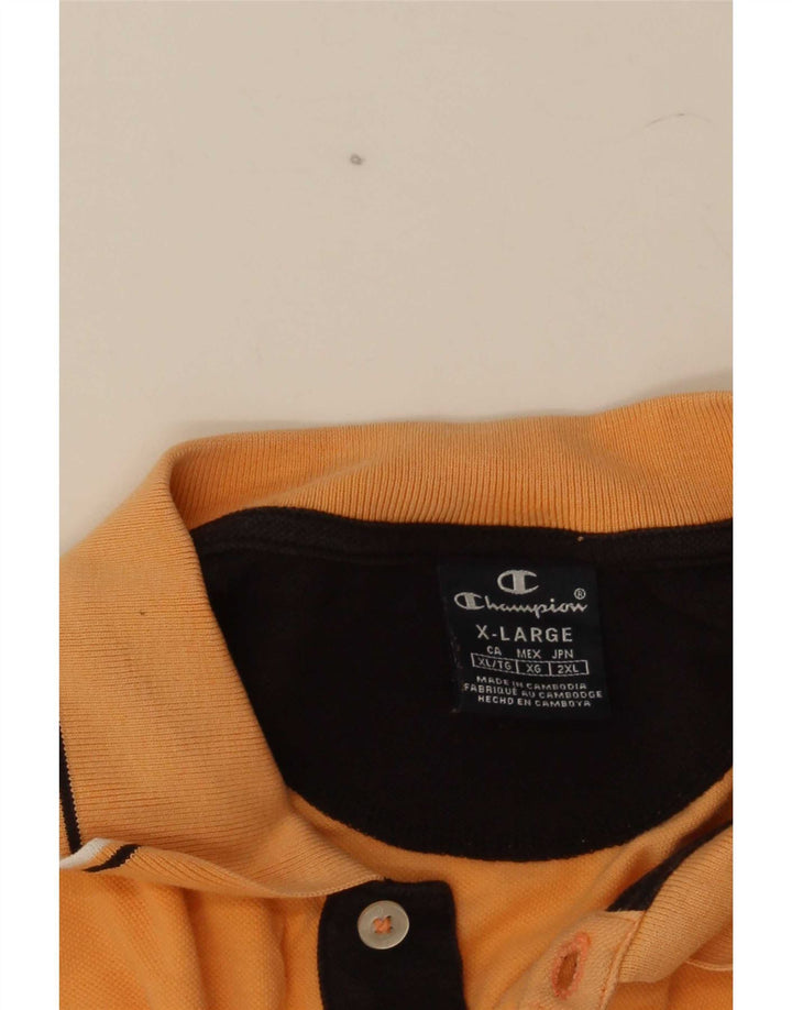 Champion Mens Polo Shirt XL Orange Striped