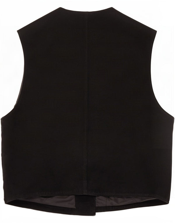 Vintage Mens Suede Waistcoat XL Black Leather