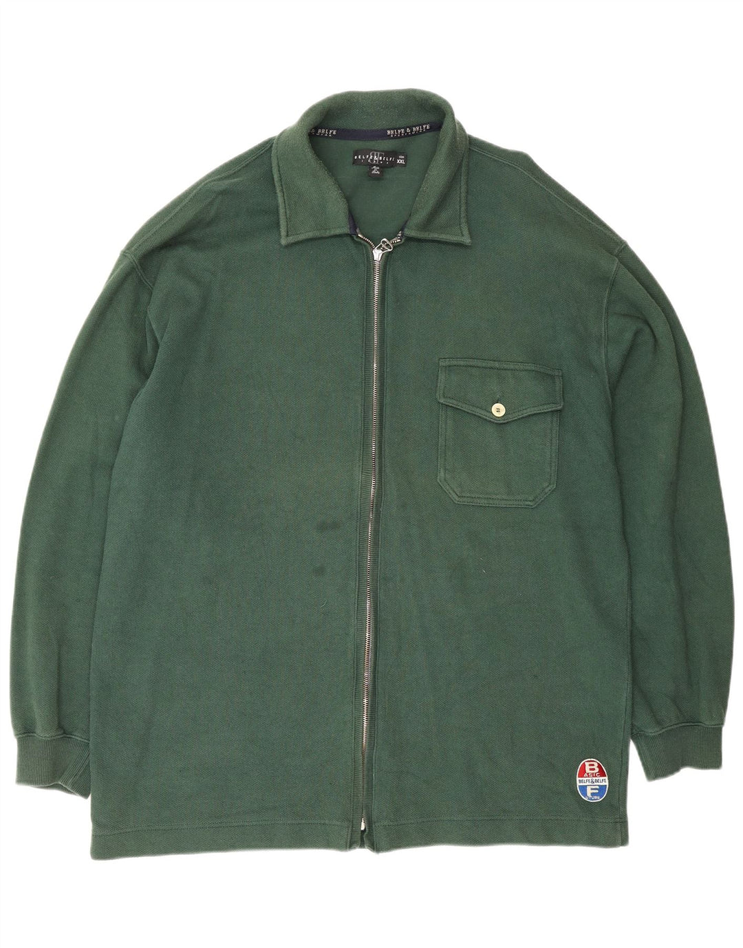 Belfe & Belfe Mens Tracksuit Top Jacket 2XL Green Cotton