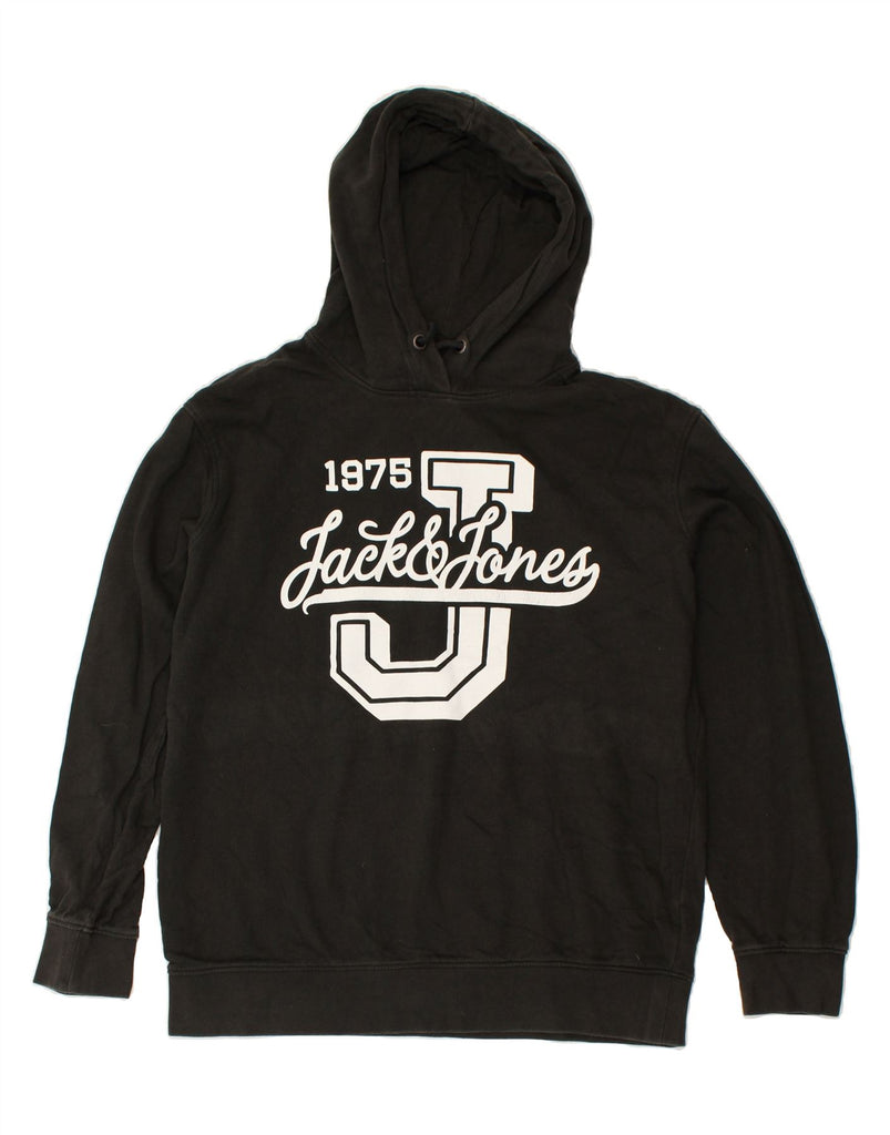 JACK & JONES Mens Graphic Hoodie Jumper XL Black Cotton | Vintage Jack & Jones | Thrift | Second-Hand Jack & Jones | Used Clothing | Messina Hembry 