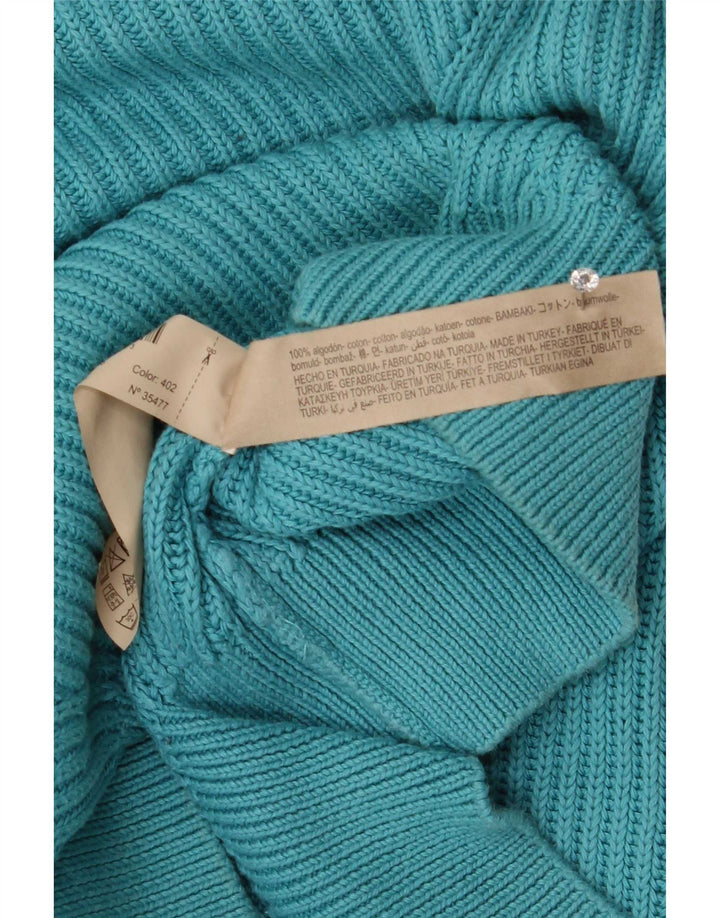 Massimo Dutti Womens Oversized V-Neck Jumper Sweater UK 14 Medium Blue