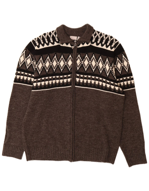 Bexleys Mens Cardigan Sweater IT 54 XL Grey Fair Isle Acrylic