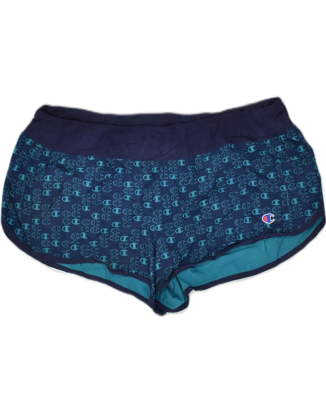CHAMPION Womens Sport Shorts UK 20 2XL Navy Blue Polyester | Vintage Champion | Thrift | Second-Hand Champion | Used Clothing | Messina Hembry 