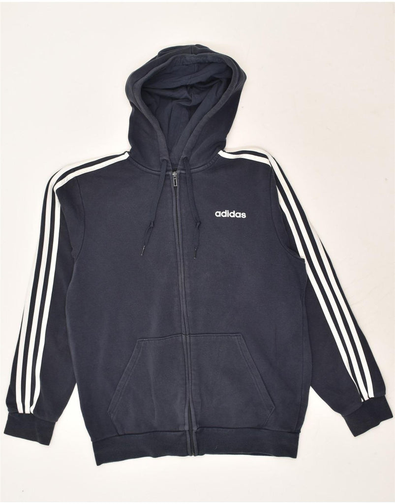 ADIDAS Mens Zip Hoodie Sweater Medium Navy Blue Cotton | Vintage Adidas | Thrift | Second-Hand Adidas | Used Clothing | Messina Hembry 