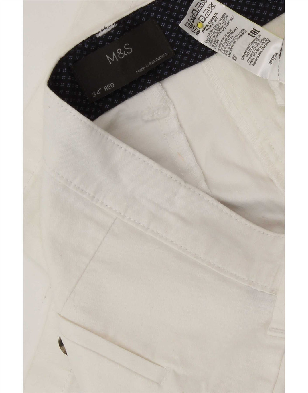 Marks & Spencer Mens Chino Shorts W34 Large White Cotton