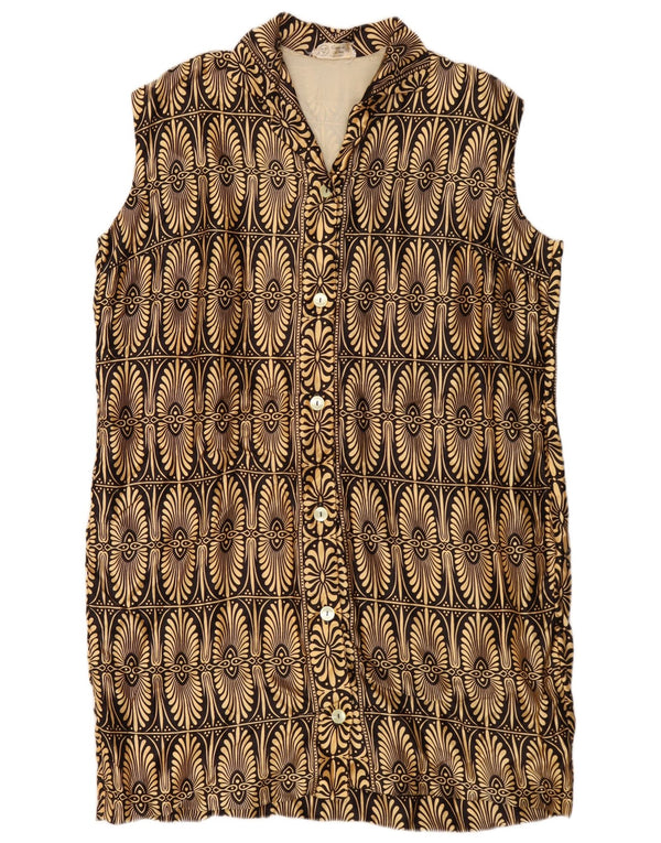 Confezioni Di Lusso Womens Sleeveless Shirt Dress IT 52 2XL Gold Geometric