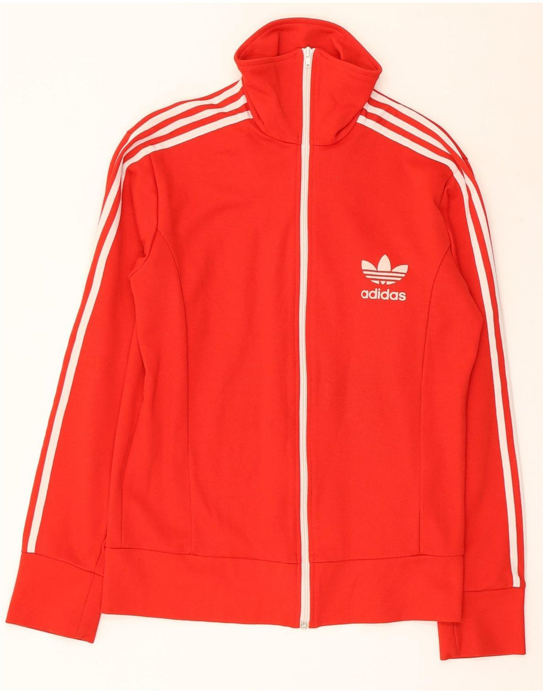 Adidas Womens Tracksuit Top Jacket UK 12 Medium Red Cotton