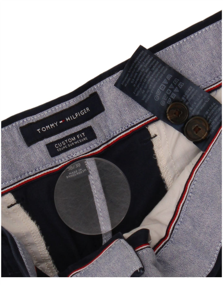 TOMMY HILFIGER Mens Custom Fit Chino Trousers W38 L30 Navy Blue Cotton
