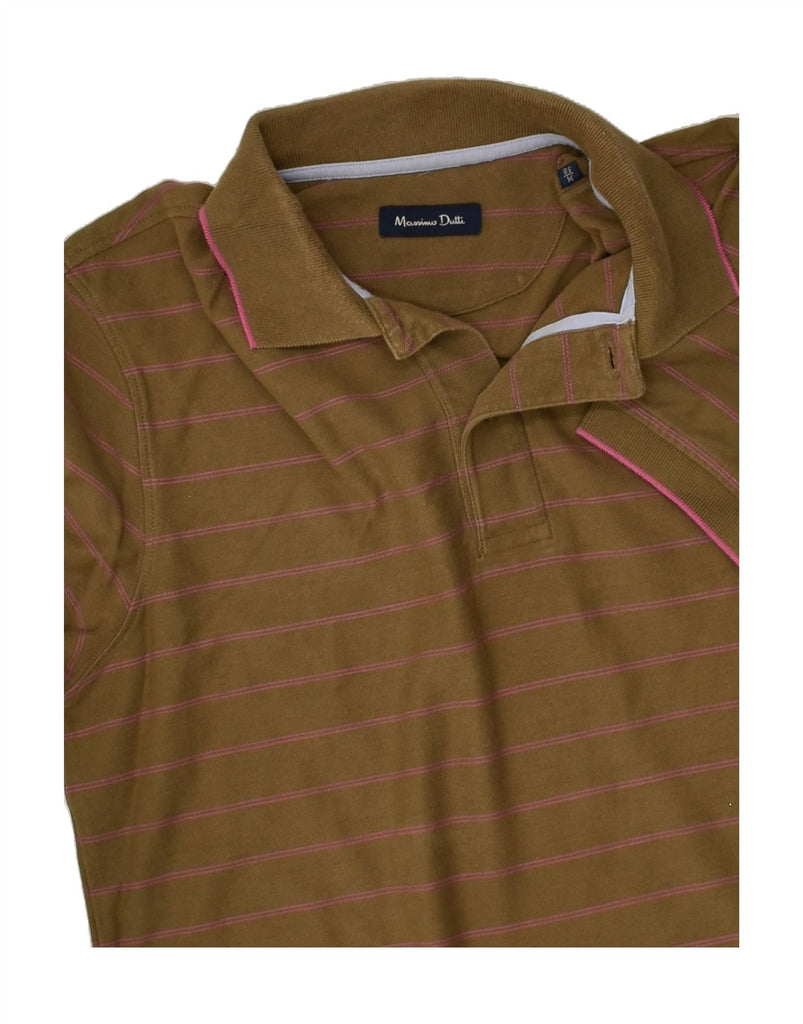 MASSIMO DUTTI Mens Polo Shirt Medium Brown Striped Cotton | Vintage Massimo Dutti | Thrift | Second-Hand Massimo Dutti | Used Clothing | Messina Hembry 