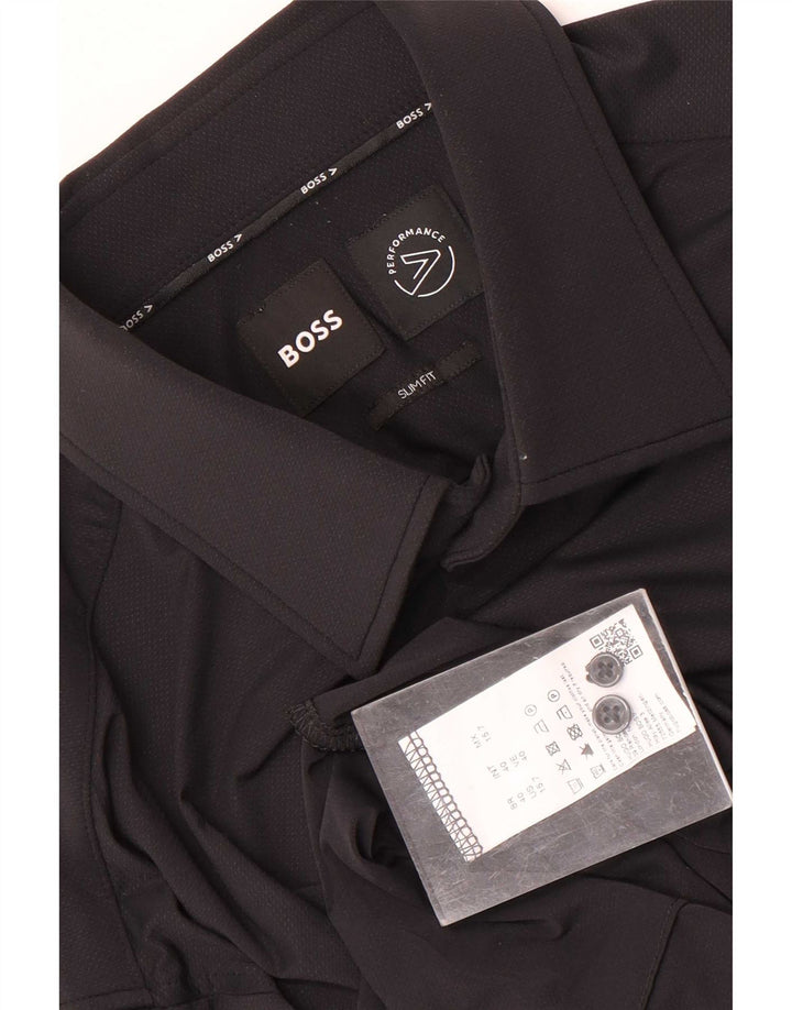 Hugo Boss Mens Slim Fit Shirt Size 40 Medium Black Polyamide