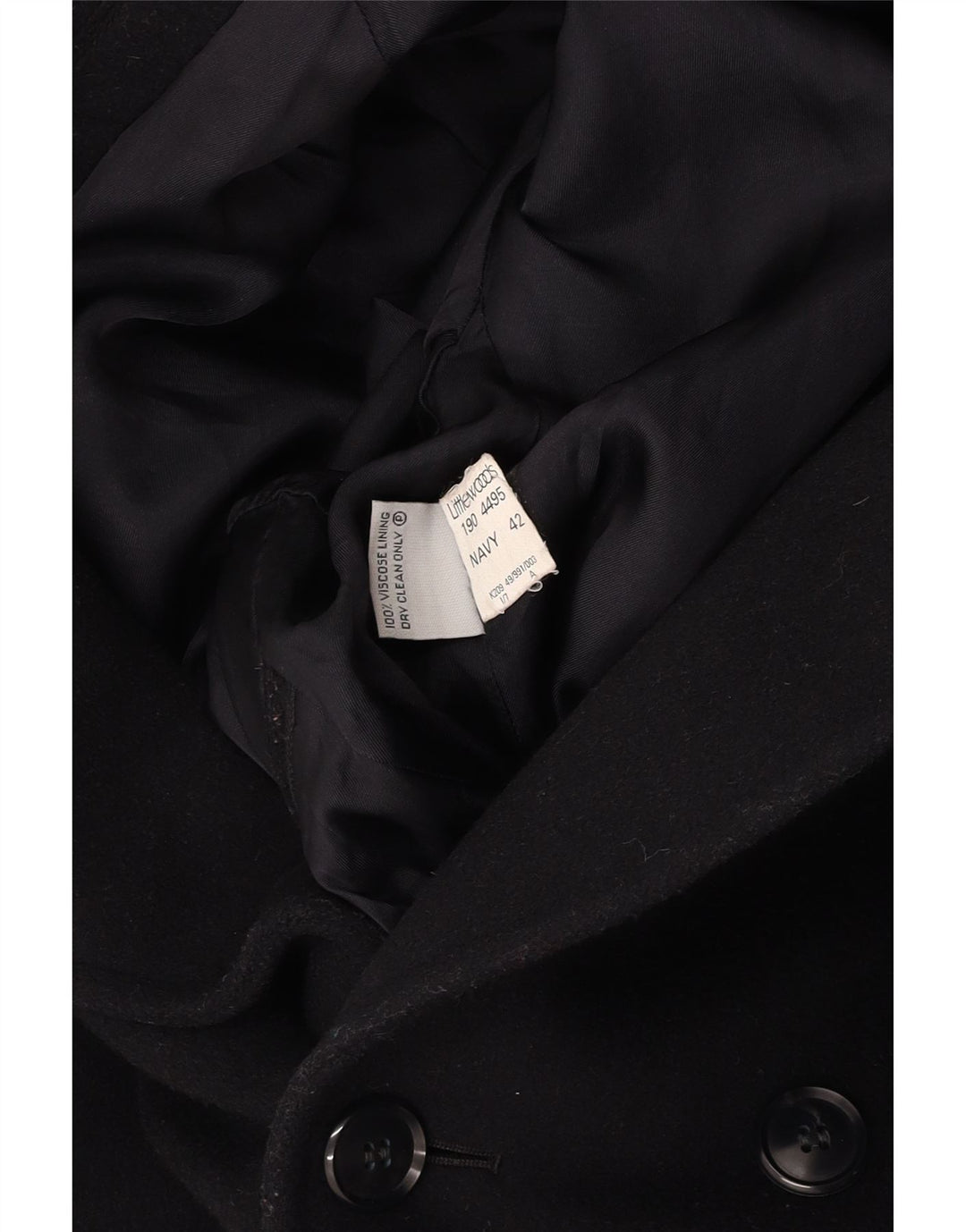 VINTAGE Mens Double Breasted Coat UK 42 XL Navy Blue Wool