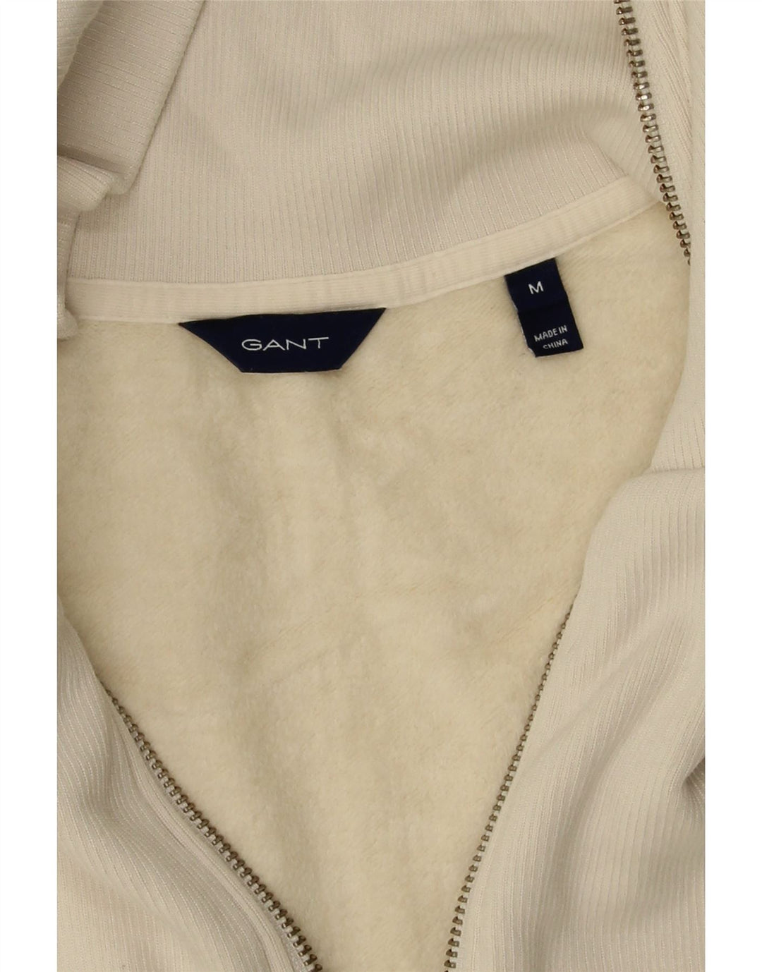 GANT Womens Zip Neck Sweatshirt Jumper UK 14 Medium White Cotton Vintage Gant and Second-Hand Gant from Messina Hembry 
