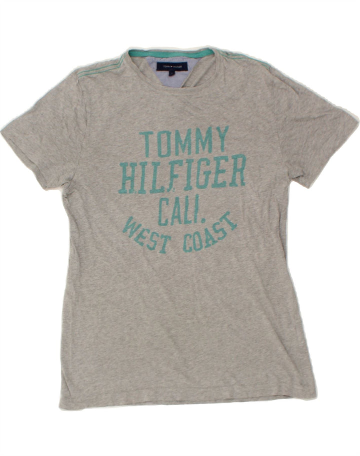 TOMMY HILFIGER Mens Graphic T-Shirt Top Small Grey Cotton Vintage Tommy Hilfiger and Second-Hand Tommy Hilfiger from Messina Hembry 