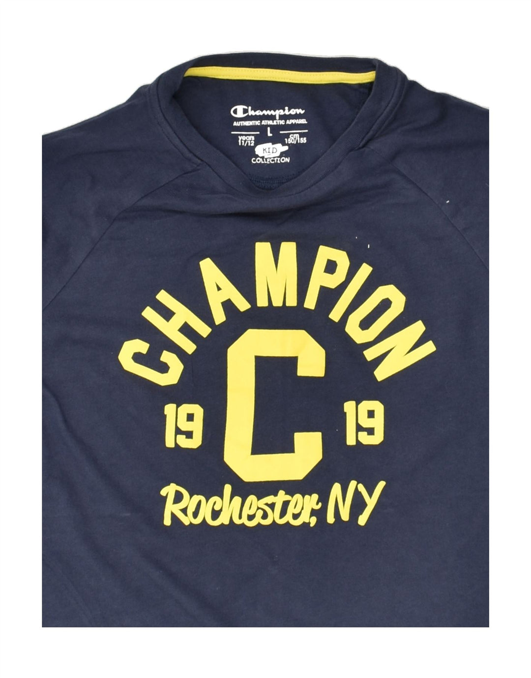 CHAMPION Boys Graphic Top Long Sleeve 11-12 Years Large Navy Blue | Vintage Champion | Thrift | Second-Hand Champion | Used Clothing | Messina Hembry 