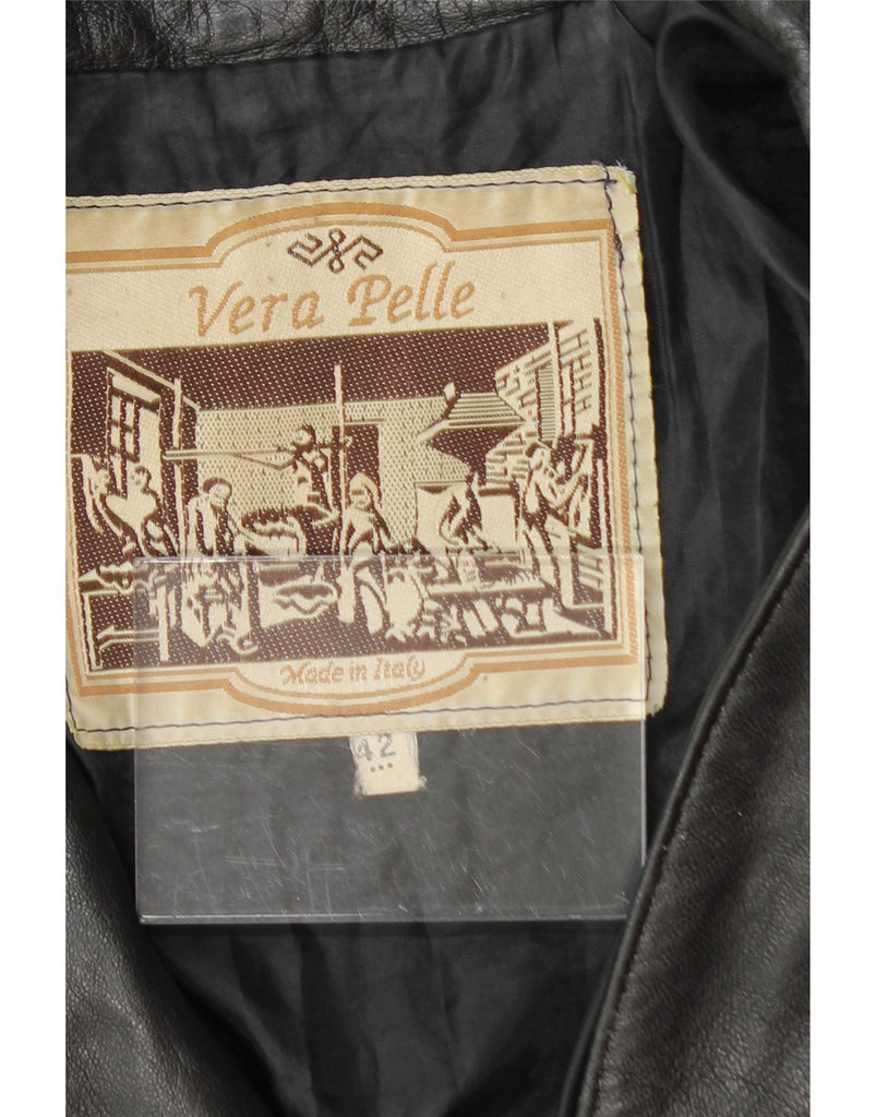 VINTAGE Womens Leather Jacket IT 42 Medium Black Leather Vintage Vintage and Second-Hand Vintage from Messina Hembry 