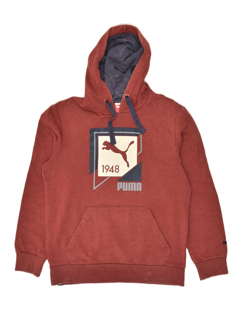 PUMA Mens Graphic Hoodie Jumper Small Red Vintage Puma and Second-Hand Puma from Messina Hembry 