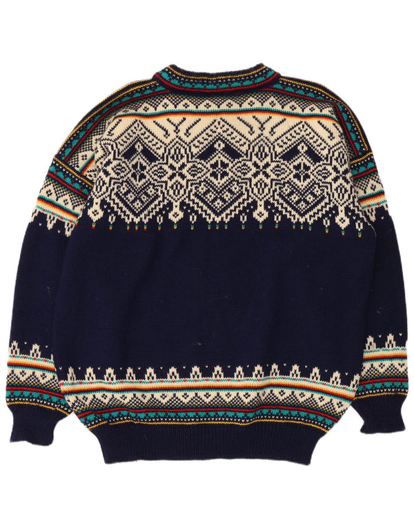 Dale of Norway Mens Turtle Neck Jumper Sweater XL Navy Blue Fair Isle