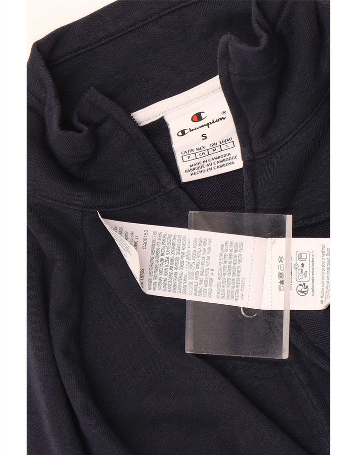 Champion Womens Tracksuit Top Jacket UK 10 Small Navy Blue Cotton