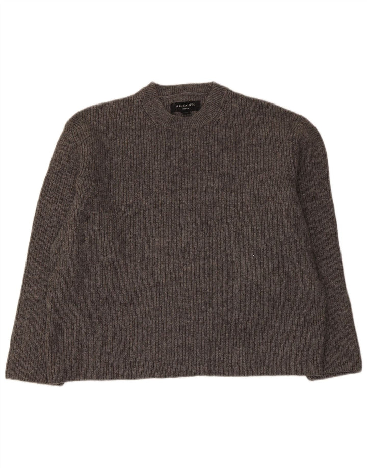 All Saints Womens Oversized Crew Neck Jumper Sweater UK 14 Medium Grey Wool
