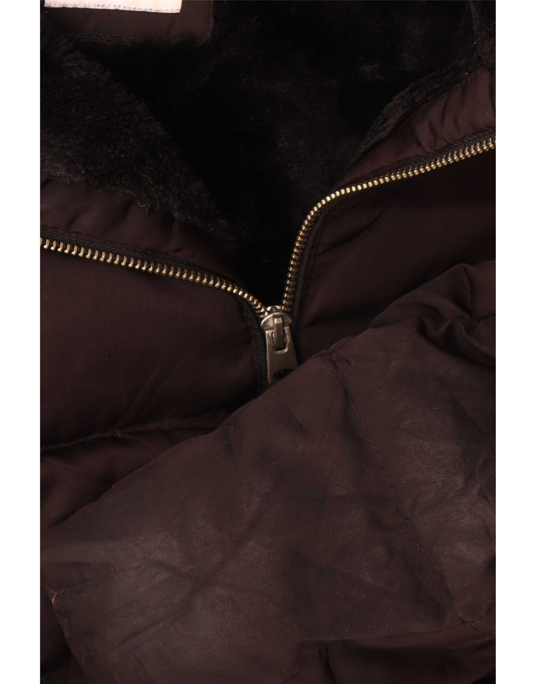 Zara Womens Hooded Sherpa Padded Jacket UK 16 Large Black
