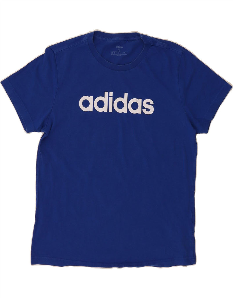 ADIDAS Womens Oversized Graphic T-Shirt Top UK 8/10 Small Blue Cotton Vintage Adidas and Second-Hand Adidas from Messina Hembry 