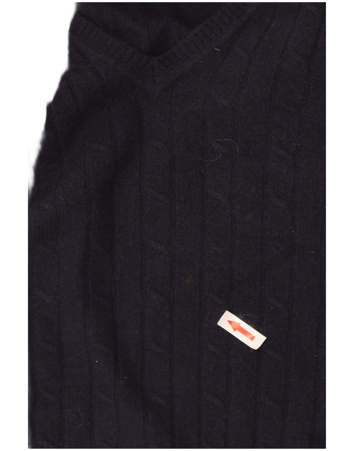 Gant Womens V-Neck Jumper Sweater UK 14 Large Navy Blue Wool