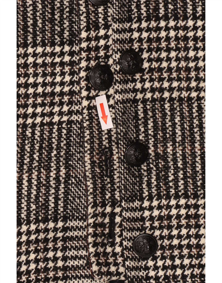 Zara Womens Overcoat UK 12 Medium Grey Houndstooth Acrylic