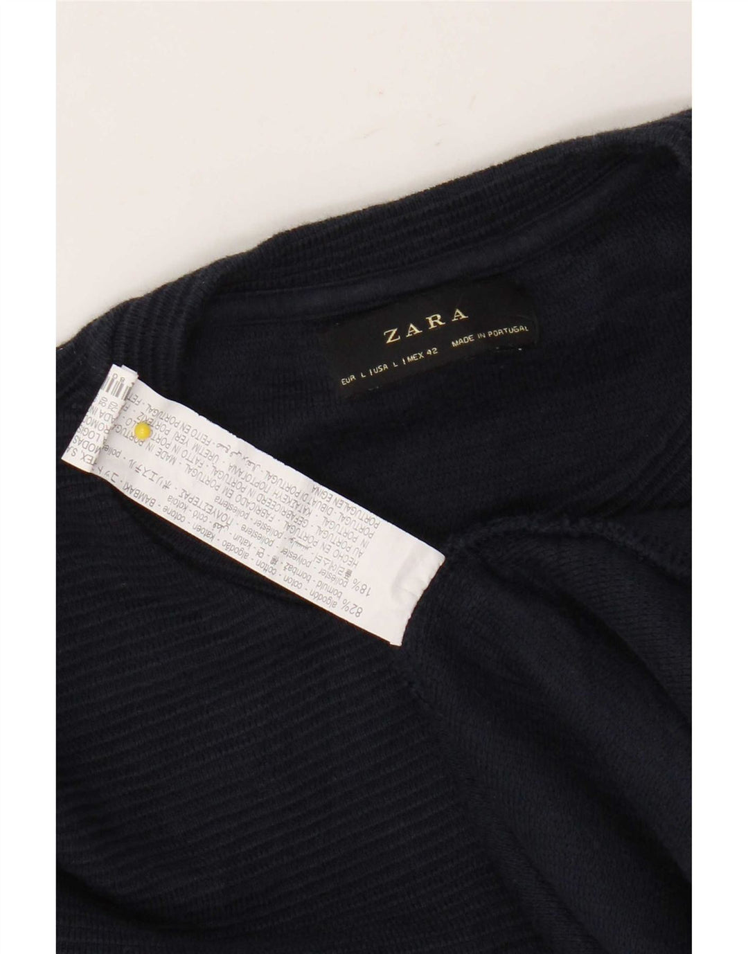 Zara Mens Crew Neck Jumper Sweater Large Navy Blue Cotton