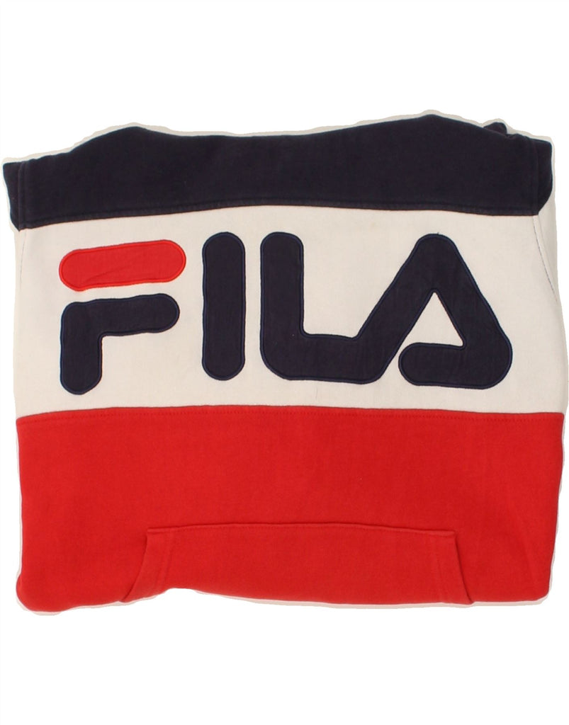 FILA Womens Graphic Hoodie Jumper IT 44 Medium Multicoloured Colourblock | Vintage Fila | Thrift | Second-Hand Fila | Used Clothing | Messina Hembry 