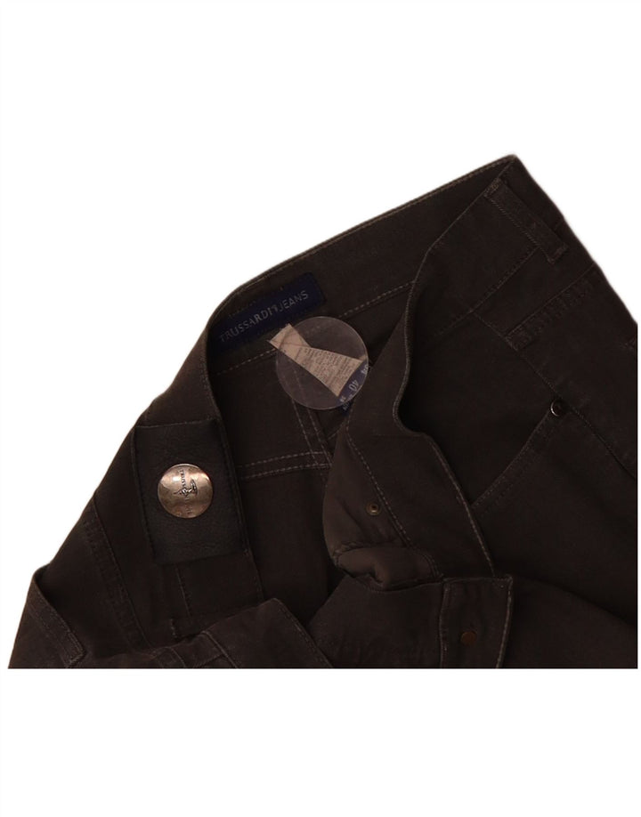 TRUSSARDI Mens Straight Casual Trousers W38 L29 Brown Cotton