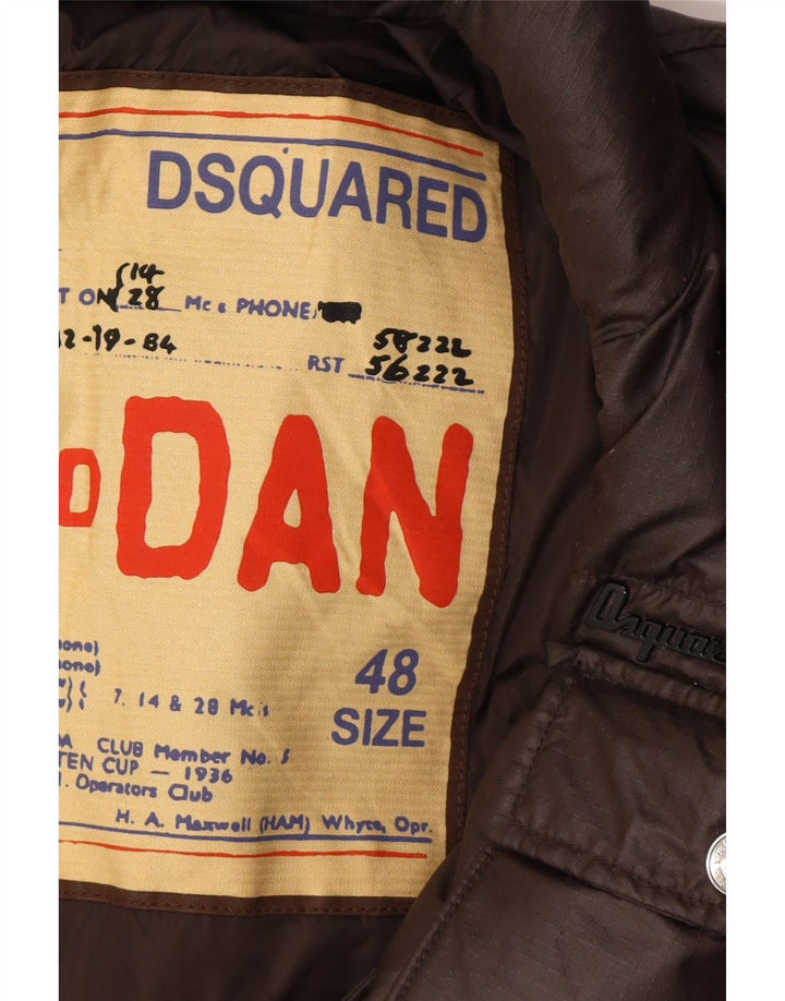 Dsquared Mens Zip Padded Padded Jacket IT 48 Medium Brown Designer