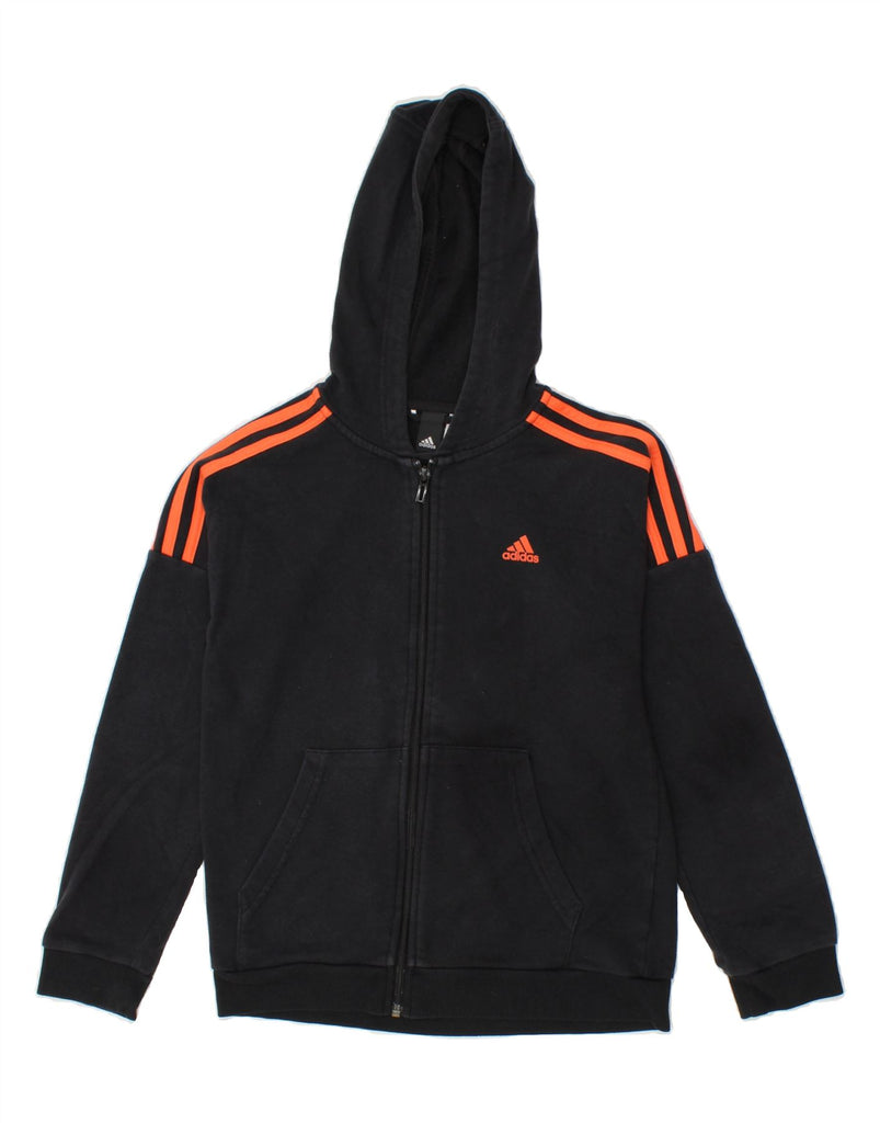 ADIDAS Boys Zip Hoodie Sweater 11-12 Years Black Cotton Vintage Adidas and Second-Hand Adidas from Messina Hembry 