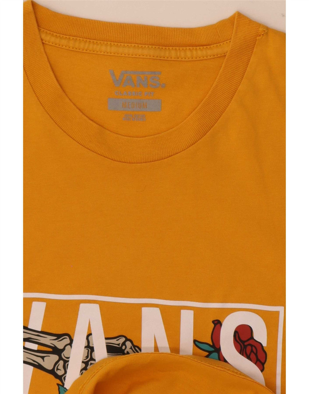 Vans Mens Classic Fit Graphic T-Shirt Top Medium Yellow Cotton