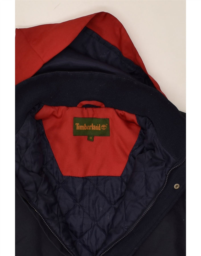 TIMBERLAND Boys Hooded Rain Jacket 9-10 Years Navy Blue Colourblock | Vintage Timberland | Thrift | Second-Hand Timberland | Used Clothing | Messina Hembry 