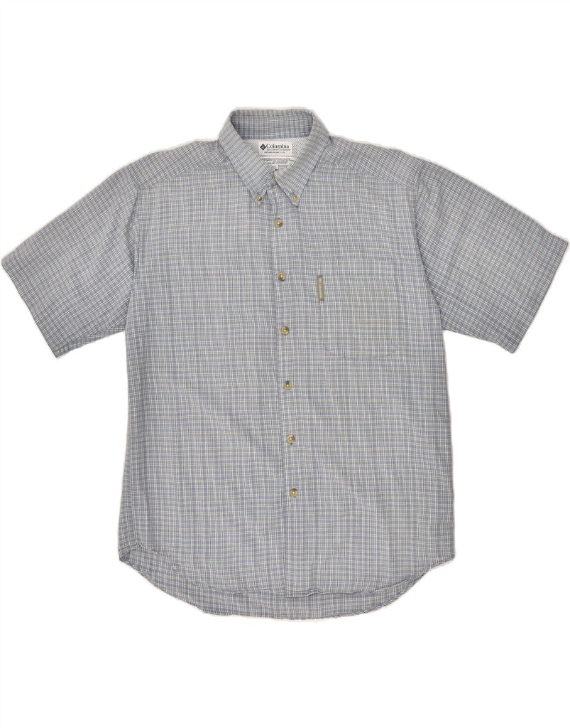 COLUMBIA Mens Short Sleeve Shirt Medium Blue Check Cotton | Vintage Columbia | Thrift | Second-Hand Columbia | Used Clothing | Messina Hembry 