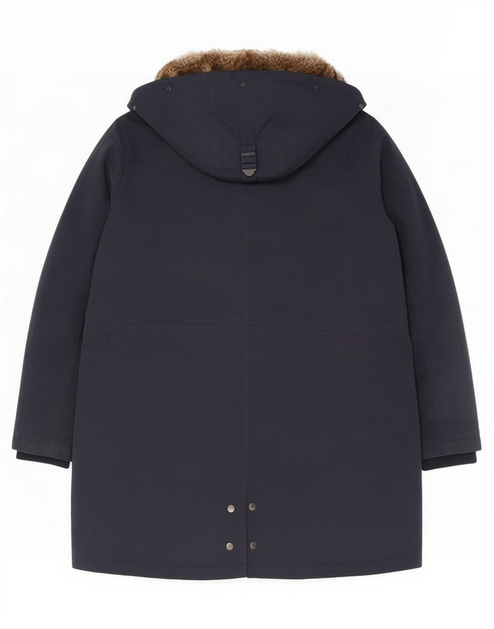 Marks & Spencer Womens Hooded Parka Jacket UK 20 3XL Navy Blue Polyester