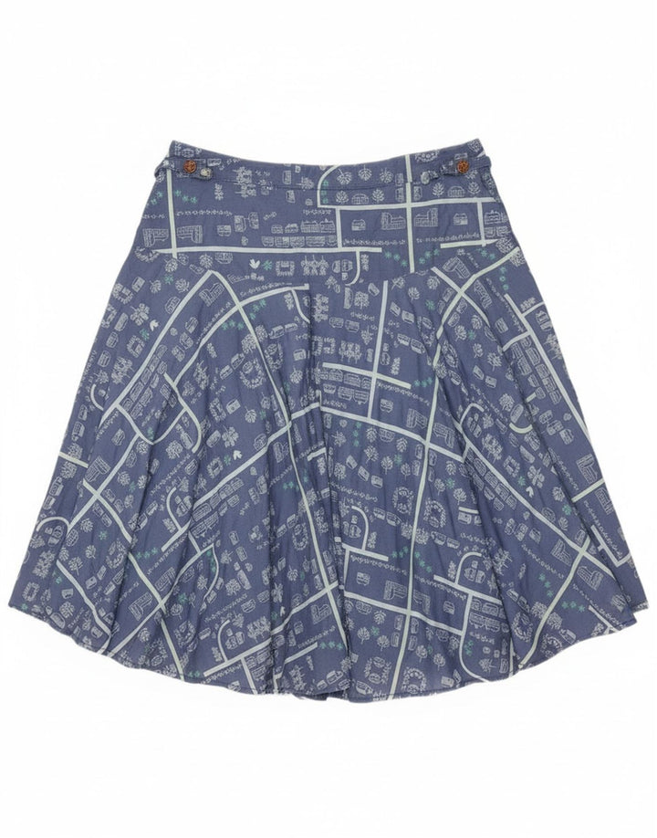 White Stuff Womens Graphic A-Line Skirt UK 12 Medium W30 Blue Cotton