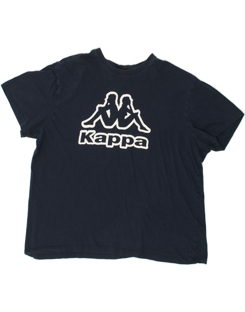 KAPPA Womens Graphic T-Shirt Top UK 20 2XL Navy Blue Cotton | Vintage Kappa | Thrift | Second-Hand Kappa | Used Clothing | Messina Hembry 