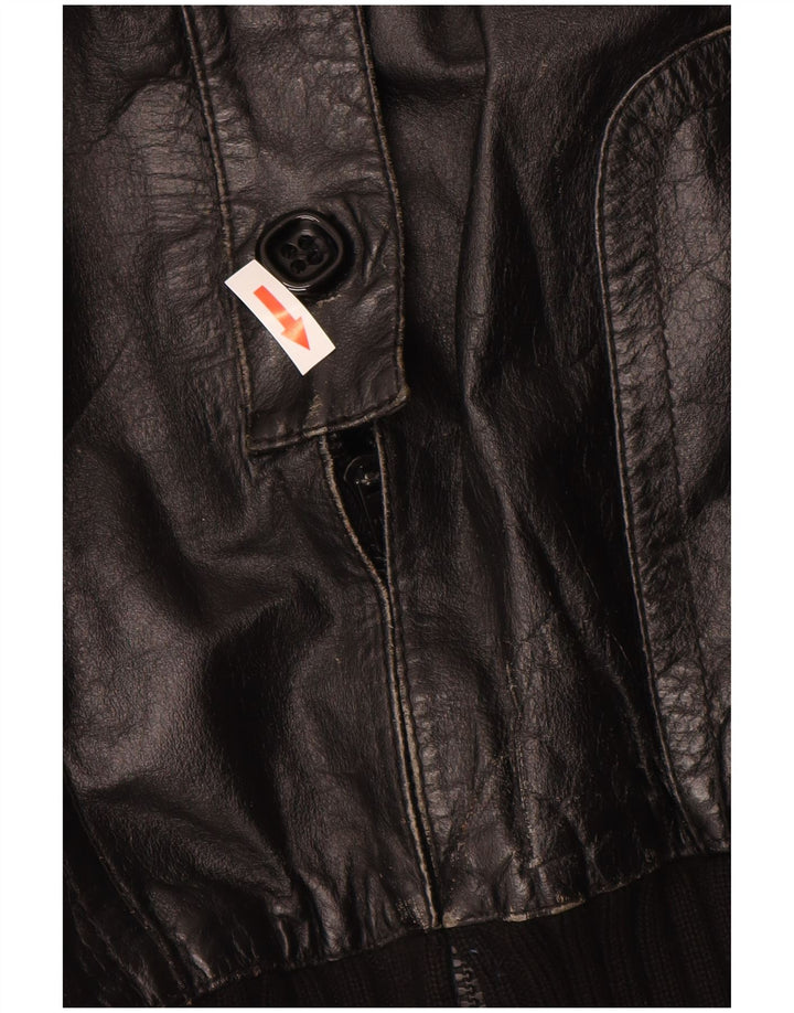 Vintage Girls Leather Jacket 11-12 Years XL Black
