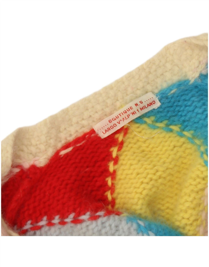 VINTAGE Womens Cardigan Sweater UK 14 Large Multicoloured Argyle/Diamond