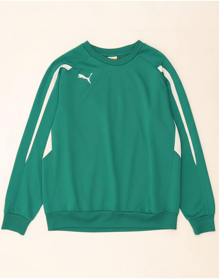 PUMA Mens Sweatshirt Jumper Large Green Colourblock Polyester